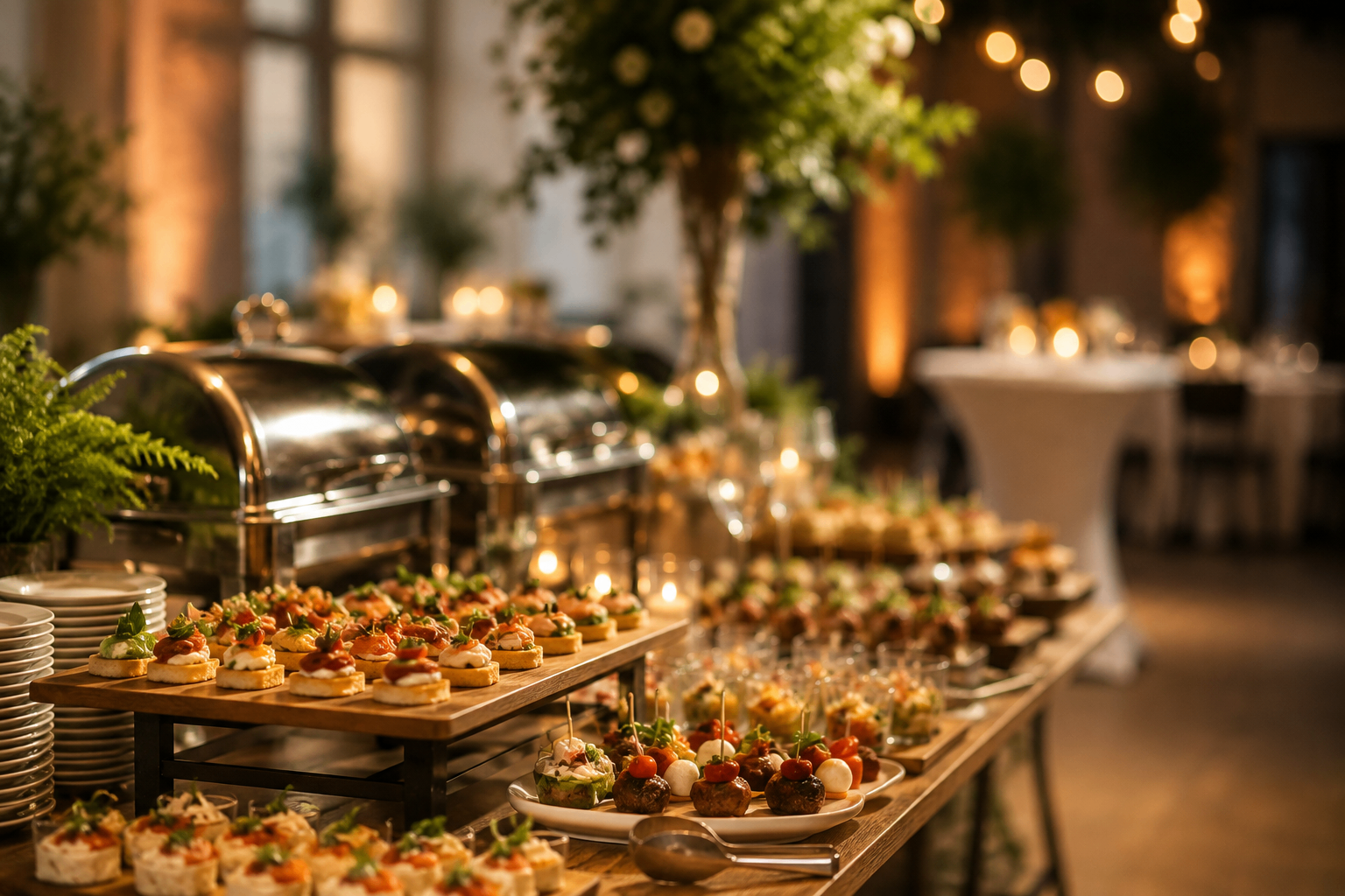 Elegant gedecktes Catering-Buffet – TIMELESS Event-Catering