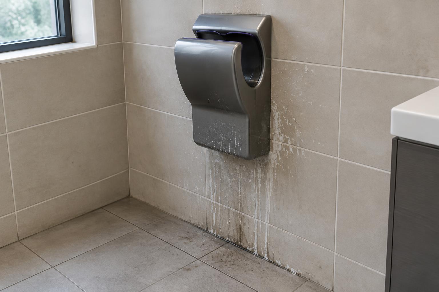 Handtrockner & Sanitärbereich – vor der Reinigung